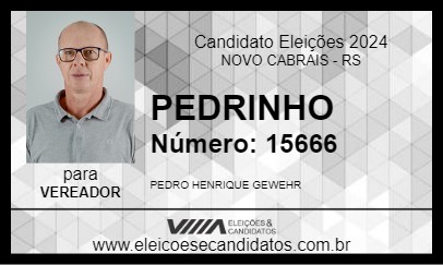 Candidato PEDRINHO 2024 - NOVO CABRAIS - Eleições