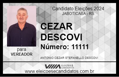 Candidato CEZAR DESCOVI 2024 - JABOTICABA - Eleições