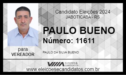 Candidato PAULO BUENO 2024 - JABOTICABA - Eleições