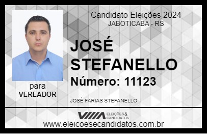 Candidato JOSÉ STEFANELLO 2024 - JABOTICABA - Eleições