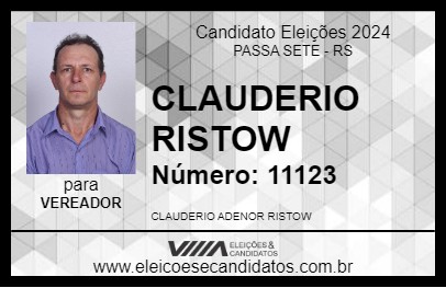 Candidato CLAUDERIO RISTOW 2024 - PASSA SETE - Eleições