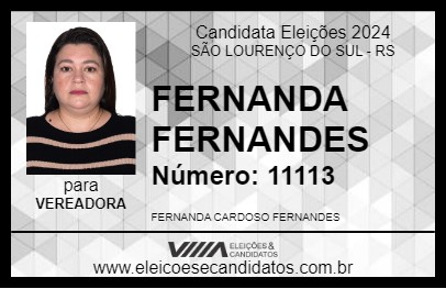 Candidato FERNANDA FERNANDES 2024 - SÃO LOURENÇO DO SUL - Eleições