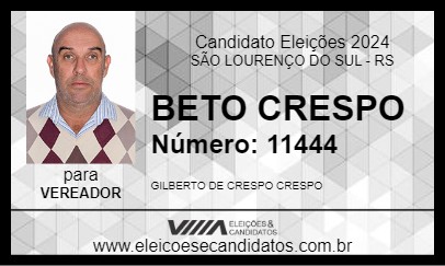 Candidato BETO CRESPO 2024 - SÃO LOURENÇO DO SUL - Eleições