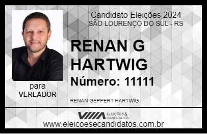 Candidato RENAN G HARTWIG 2024 - SÃO LOURENÇO DO SUL - Eleições