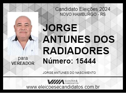 Candidato JORGE ANTUNES DOS RADIADORES 2024 - NOVO HAMBURGO - Eleições