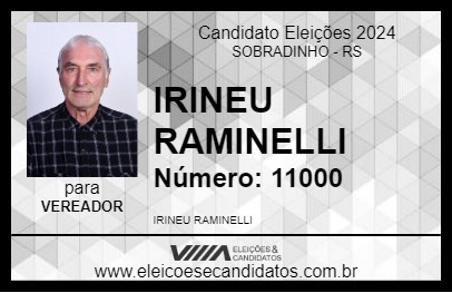 Candidato IRINEU RAMINELLI 2024 - SOBRADINHO - Eleições