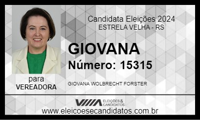 Candidato GIOVANA 2024 - ESTRELA VELHA - Eleições