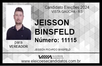 Candidato JEISSON BINSFELD 2024 - VISTA GAÚCHA - Eleições