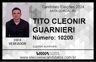 Candidato TITO CLEONIR GUARNIERI 2024 - ANTA GORDA - Eleições