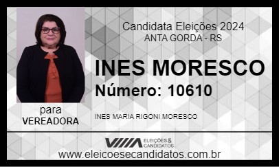 Candidato INES MORESCO 2024 - ANTA GORDA - Eleições