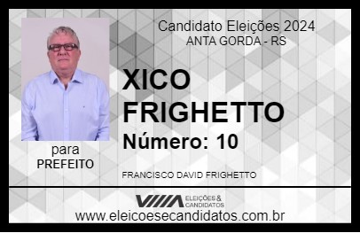 Candidato XICO FRIGHETTO 2024 - ANTA GORDA - Eleições