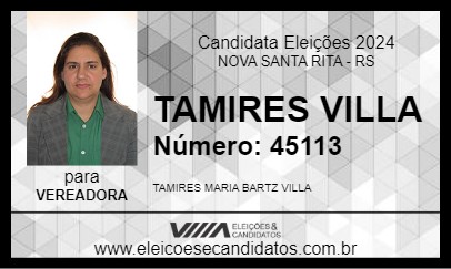 Candidato TAMIRES VILLA 2024 - NOVA SANTA RITA - Eleições