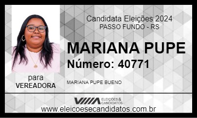 Candidato MARIANA PUPE 2024 - PASSO FUNDO - Eleições