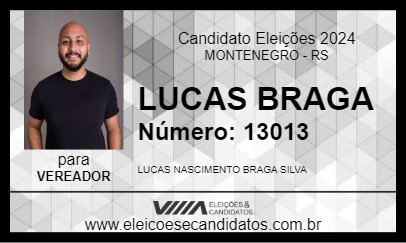 Candidato LUCAS BRAGA 2024 - MONTENEGRO - Eleições