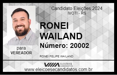 Candidato RONEI WAILAND 2024 - IVOTI - Eleições