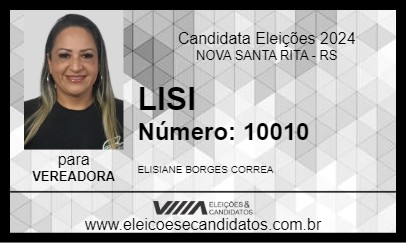 Candidato LISI 2024 - NOVA SANTA RITA - Eleições