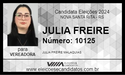 Candidato JULIA FREIRE 2024 - NOVA SANTA RITA - Eleições