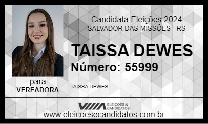 Candidato TAISSA DEWES 2024 - SALVADOR DAS MISSÕES - Eleições