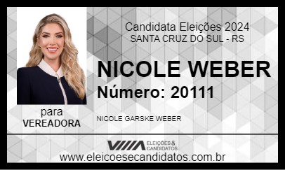 Candidato NICOLE WEBER 2024 - SANTA CRUZ DO SUL - Eleições