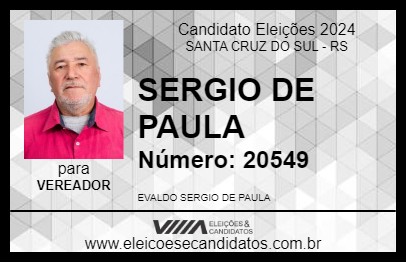 Candidato SERGIO DE PAULA 2024 - SANTA CRUZ DO SUL - Eleições