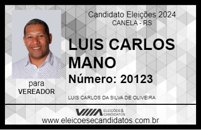 Candidato LUIS CARLOS MANO 2024 - CANELA - Eleições