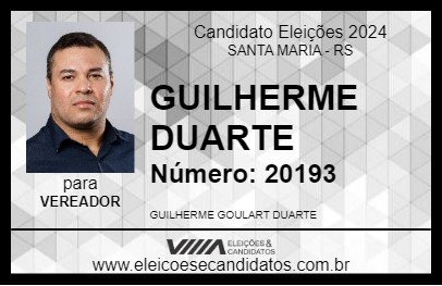 Candidato GUILHERME DUARTE 2024 - SANTA MARIA - Eleições