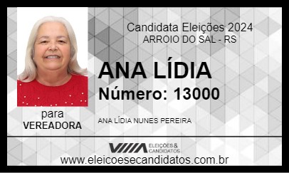 Candidato ANA LÍDIA 2024 - ARROIO DO SAL - Eleições