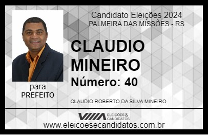 Candidato CLAUDIO MINEIRO 2024 - PALMEIRA DAS MISSÕES - Eleições