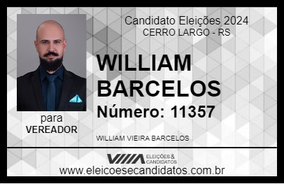 Candidato WILLIAM BARCELOS 2024 - CERRO LARGO - Eleições