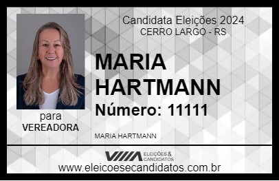 Candidato MARIA HARTMANN 2024 - CERRO LARGO - Eleições