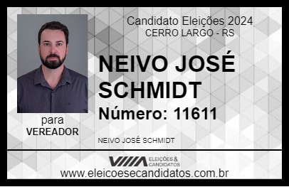 Candidato NEIVO JOSÉ SCHMIDT 2024 - CERRO LARGO - Eleições