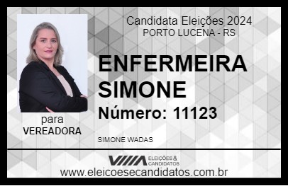 Candidato ENFERMEIRA SIMONE 2024 - PORTO LUCENA - Eleições