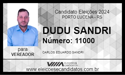 Candidato DUDU SANDRI 2024 - PORTO LUCENA - Eleições