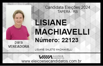 Candidato LISIANE MACHIAVELLI 2024 - TAPERA - Eleições