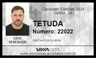 Candidato TETUDA 2024 - TAPERA - Eleições