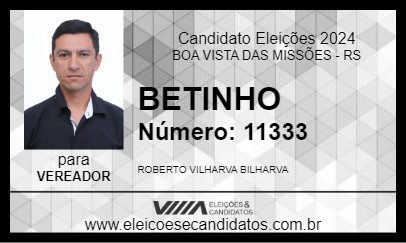 Candidato BETINHO 2024 - BOA VISTA DAS MISSÕES - Eleições