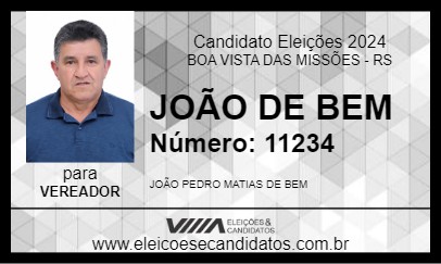 Candidato JOÃO DE BEM 2024 - BOA VISTA DAS MISSÕES - Eleições