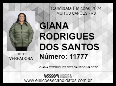 Candidato GIANA RODRIGUES DOS SANTOS 2024 - MUITOS CAPÕES - Eleições