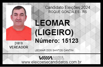 Candidato LEOMAR (LIGEIRO) 2024 - ROQUE GONZALES - Eleições