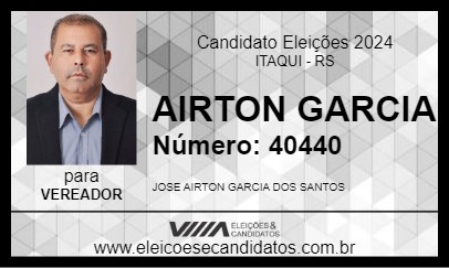 Candidato AIRTON GARCIA 2024 - ITAQUI - Eleições