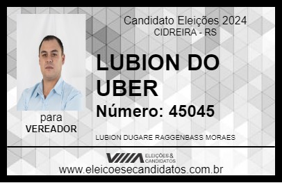 Candidato LUBION DO UBER 2024 - CIDREIRA - Eleições