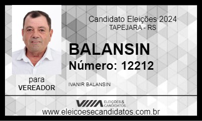 Candidato BALANSIN 2024 - TAPEJARA - Eleições