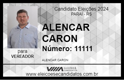 Candidato ALENCAR CARON 2024 - PARAÍ - Eleições