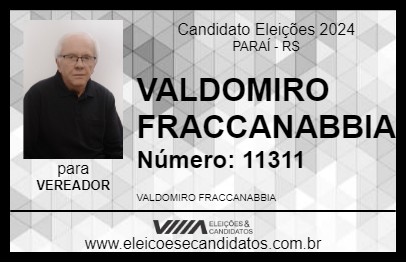 Candidato VALDOMIRO FRACCANABBIA 2024 - PARAÍ - Eleições