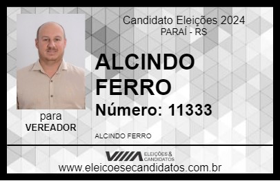 Candidato ALCINDO FERRO 2024 - PARAÍ - Eleições