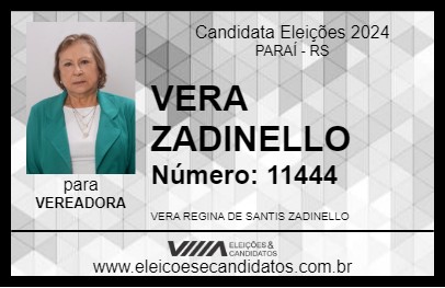 Candidato VERA ZADINELLO 2024 - PARAÍ - Eleições