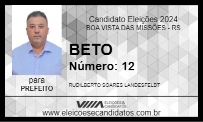 Candidato BETO 2024 - BOA VISTA DAS MISSÕES - Eleições