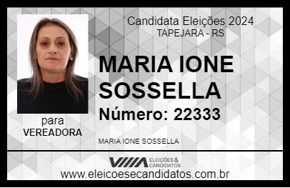 Candidato MARIA IONE SOSSELLA 2024 - TAPEJARA - Eleições