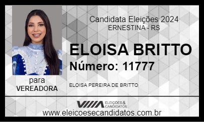 Candidato ELOISA BRITTO 2024 - ERNESTINA - Eleições