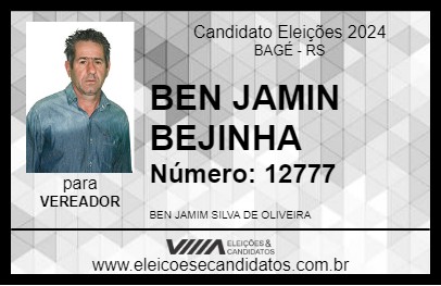 Candidato BEN JAMIN BEJINHA 2024 - BAGÉ - Eleições